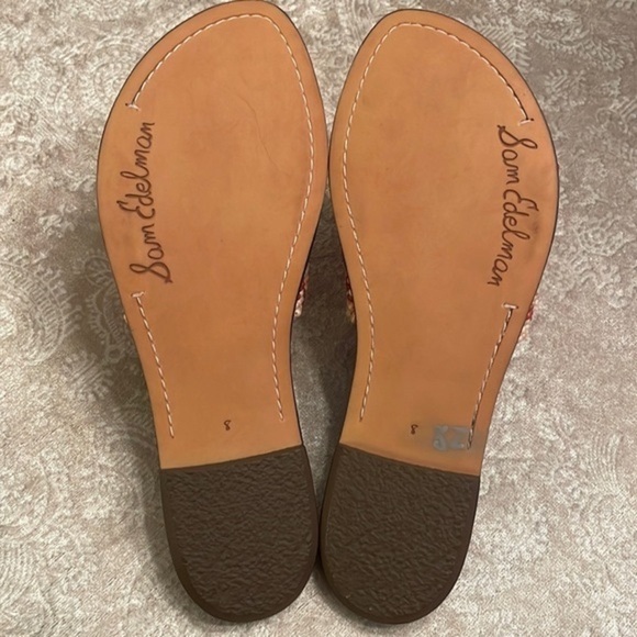 Brand New Sam Edelman Gunner Beaded Slide Sandals in Peach Pearl Wide Strap - Picture 10 of 15